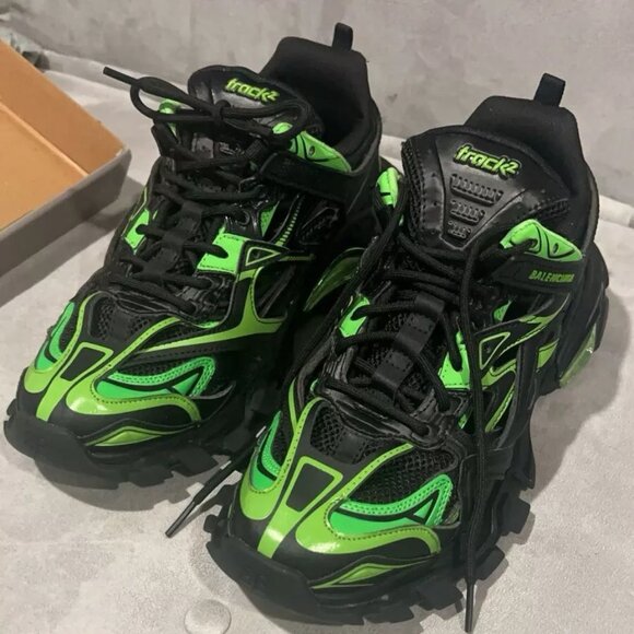 Size 12 - Balenciaga Track.2 Trainer Black Green - Picture 2 of 6